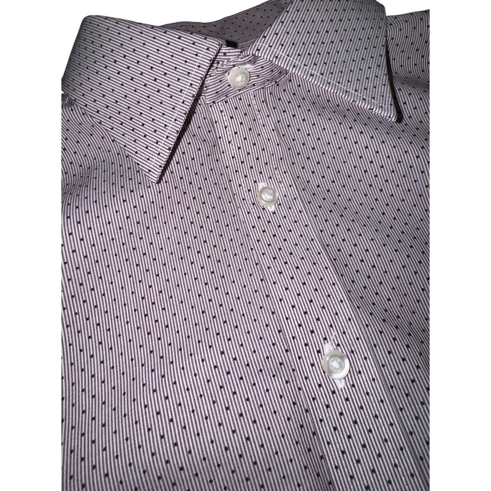 Stafford 16.5 32/33 Regular Fit Dress Shirt Stripe Dot Easy Care Career Formal